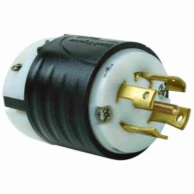 Pass & Seymour Turnlok L2230-P Locking Plug, 277/480 VAC, 30 A, 4 Poles, 5 Wires, Black/White