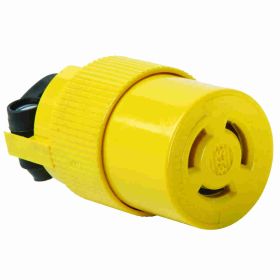 Pass & Seymour Turnlok 7555-SS Locking Connector, 125/250 VAC, 10/15 A, 2 Poles, 3 Wires, Yellow