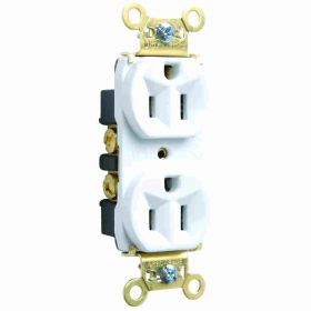 Pass & Seymour PS5262-W Duplex Heavy Duty Straight Blade Receptacle, 125 VAC, 15 A, 2 Poles, 3 Wires, White