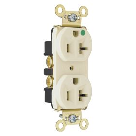 Pass & Seymour PS8300-HLA Duplex Heavy Duty Straight Blade Receptacle, 125 VAC, 20 A, 2 Poles, 3 Wires, Light Almond