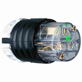 Pass & Seymour PS5269-XHG Extra Hard Grounding Straight Blade Connector, 125 VAC, 15 A, 2 Poles, 3 Wires, Black/Clear