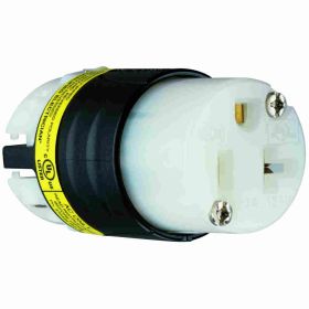 Pass & Seymour PS5369-XGCM Straight Blade Connector, 125 VAC, 20 A, 2 Poles, 3 Wires, Black/White