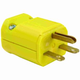 Pass & Seymour Maxgrip PS5666-Y Straight Blade Plug, 250 VAC, 15 A, 2 Poles, 3 Wires, Yellow