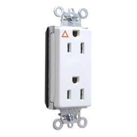 Pass & Seymour Straight Blade Receptacle PTIG26262-W 3-Phase Decorator Duplex Isolated Ground Split Circuit Wall Mount Straight Blade Receptacle, 125 VAC, 15 A, 2 Poles, 3 Wires, White