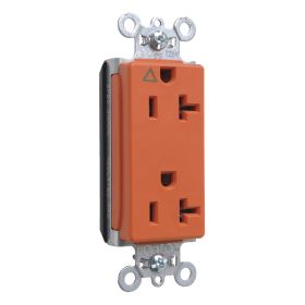 Pass & Seymour Straight Blade Receptacle PTIG26362 3-Phase Decorator Duplex Isolated Ground Split Circuit Wall Mount Straight Blade Receptacle, 125 VAC, 20 A, 2 Poles, 3 Wires, Brown