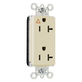 Pass & Seymour PlugTail PTIG26362-I 3-Phase Decorator Duplex Straight Blade Receptacle, 125 VAC, 20 A, 2 Poles, 3 Wires, Ivory