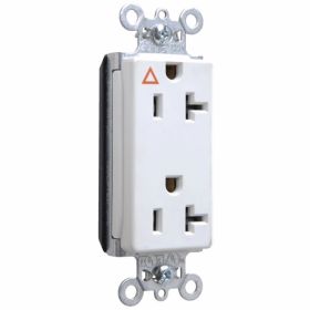 Pass & Seymour Straight Blade Receptacle PTIG26362-W 3-Phase Decorator Duplex Isolated Ground Split Circuit Wall Mount Straight Blade Receptacle, 125 VAC, 20 A, 2 Poles, 3 Wires, White