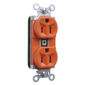 Pass & Seymour PlugTail PTIG5262 3-Phase Duplex Straight Blade Receptacle, 125 VAC, 15 A, 2 Poles, 3 Wires, Brown