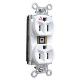 Pass & Seymour Straight Blade Receptacle PTIG5262-W 3-Phase Duplex Isolated Ground Wall Mount Straight Blade Receptacle, 125 VAC, 15 A, 2 Poles, 3 Wires, White