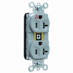 Pass & Seymour Straight Blade Receptacle PTIG5362-GRY 3-Phase Duplex Isolated Ground Wall Mount Straight Blade Receptacle, 125 VAC, 20 A, 2 Poles, 3 Wires, Gray