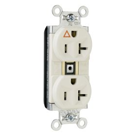 Pass & Seymour Straight Blade Receptacle PTIG5362-LA 3-Phase Duplex Isolated Ground Wall Mount Straight Blade Receptacle, 125 VAC, 20 A, 2 Poles, 3 Wires, Light Almond