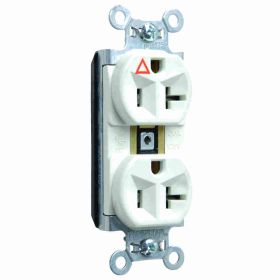 Pass & Seymour Straight Blade Receptacle PTIG5362-W 3-Phase Duplex Isolated Ground Wall Mount Straight Blade Receptacle, 125 VAC, 20 A, 2 Poles, 3 Wires, White