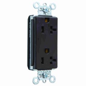 Pass & Seymour Straight Blade Receptacle PT26352 Decorator Duplex Wall Mount Straight Blade Receptacle, 125 VAC, 20 A, 2 Poles, 3 Wires, Brown