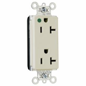 Pass & Seymour PlugTail PT26362-HGI 3-Phase Decorator Duplex Straight Blade Receptacle, 125 VAC, 20 A, 2 Poles, 3 Wires, Ivory