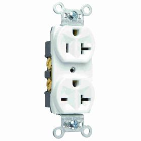 Pass & Seymour 5890-W Combination Duplex Straight Blade Receptacle, 125/250 VAC, 20 A, 2 Poles, 3 Wires, White