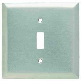 Pass & Seymour SS740 Standard Wallplate, 2 Gangs, 4.5 in H x 4.56 in W, 302 Stainless Steel/Thermoplastic