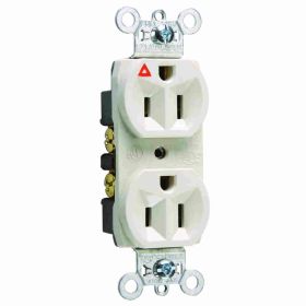 Pass & Seymour IG5262-LA Duplex Heavy Duty Straight Blade Receptacle, 125 VAC, 15 A, 2 Poles, 3 Wires, Light Almond