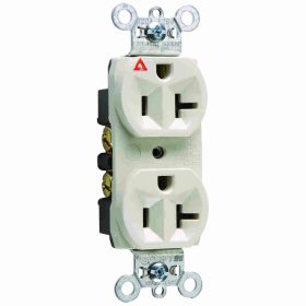 Pass & Seymour IG5362-LA Duplex Heavy Duty Straight Blade Receptacle, 125 VAC, 20 A, 2 Poles, 3 Wires, Light Almond