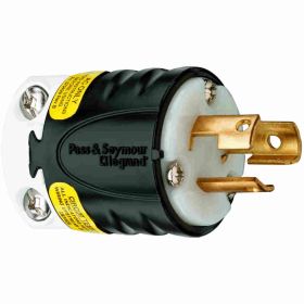 Pass & Seymour Turnlok PSL515-PGCM Ground Continuity Monitoring Heavy Duty Locking Plug, 125 VAC, 15 A, 2 Poles, 3 Wires, Black