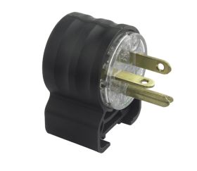 Pass & Seymour PS5666HGAN Angled Extra Hard Use Straight Blade Plug, 250 VAC, 15 A, 2 Poles, 3 Wires, Black