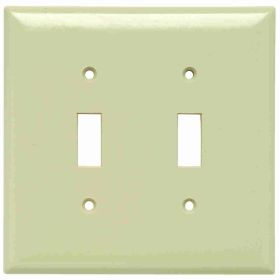 Pass & Seymour Sierraplex SPJ2-I Junior Jumbo Wallplate, 2 Gangs, Ivory, 5 in H x 4.93 in W, Thermoplastic