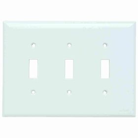 Pass & Seymour Sierraplex SPJ3-W Junior Jumbo Wallplate, 3 Gangs, White, 7 in H x 6-3/4 in W, Thermoplastic