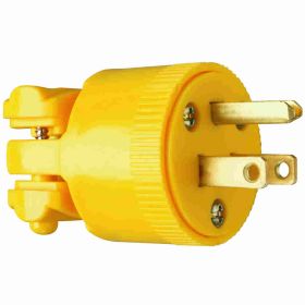 Pass & Seymour 4867-Y Medium Duty Straight Blade Plug, 125 VAC, 15 A, 2 Poles, 3 Wires, Yellow