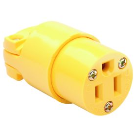 Pass & Seymour 4887-Y Medium Duty Straight Blade Connector, 125 VAC, 15 A, 2 Poles, 3 Wires, Yellow