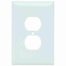 Pass & Seymour Sierraplex SPO8-W Jumbo Receptacle Wallplate, 1 Gang, White, 6 in, Thermoplastic