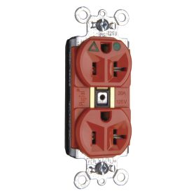 Pass & Seymour PTIG8300 3-Phase Heavy Duty Duplex Straight Blade Receptacle, 125 VAC, 20 A, 2 Poles, 3 Wires, Brown