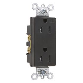 Pass & Seymour TR26262-BK 3-Phase Decorator Duplex Heavy Duty Tamper Resistant Straight Blade Receptacle, 125 VAC, 15 A, 2 Poles, 3 Wires, Black