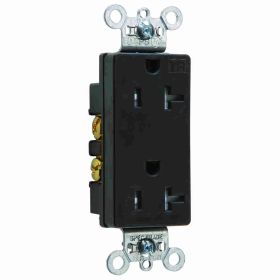 Pass & Seymour TR26362-BK Decorator Duplex Heavy Duty Tamper Resistant Straight Blade Receptacle, 125 VAC, 20 A, 2 Poles, 3 Wires, Black