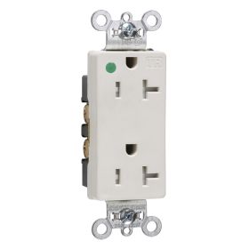 Pass & Seymour Straight Blade Receptacle TR26362-HGLA 3-Phase Decorator Duplex Heavy Duty Tamper Resistant Wall Mount Straight Blade Receptacle, 125 VAC, 20 A, 2 Poles, 3 Wires, Light Almond