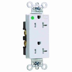 Pass & Seymour TR26362-HGW Decorator Duplex Heavy Duty Tamper Resistant Straight Blade Receptacle, 125 VAC, 20 A, 2 Poles, 3 Wires, White