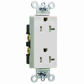 Pass & Seymour TR26362-LA Decorator Duplex Heavy Duty Tamper Resistant Straight Blade Receptacle, 125 VAC, 20 A, 2 Poles, 3 Wires, Light Almond