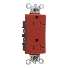 Pass & Seymour Straight Blade Receptacle TR26362-RED 3-Phase Decorator Duplex Heavy Duty Tamper Resistant Wall Mount Straight Blade Receptacle, 125 VAC, 20 A, 2 Poles, 3 Wires, Red