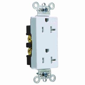 Pass & Seymour TR26362-W Decorator Duplex Heavy Duty Tamper Resistant Straight Blade Receptacle, 125 VAC, 20 A, 2 Poles, 3 Wires, White