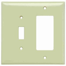 Pass & Seymour Sierraplex SPJ126-I Junior Jumbo Standard Sized Combination Wallplate, 1 Gang, Ivory, 5 in, Thermoplastic