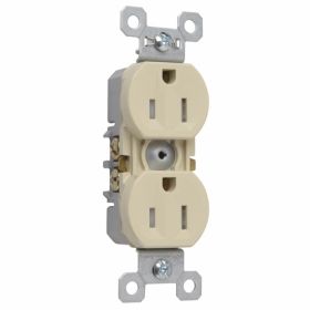 Pass & Seymour Straight Blade Receptacle TradeMaster Tamper Resistant Wall Mount Straight Blade Receptacle, 125 VAC, 15 A, 2 Poles, 3 Wires, Ivory