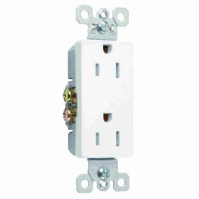 Pass & Seymour Straight Blade Receptacle 885-TRSW 2-Gang Tamper Resistant Self-Grounding Vertical Wall Mount Straight Blade Receptacle, 125 VAC, 15 A, 2 Poles, 3 Wires, White