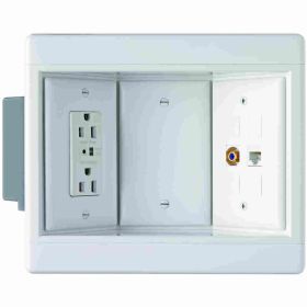 Pass & Seymour TV3W-TVSSW Low Voltage Recessed TV Frame Box, 3 Ports, Wall Mount, Thermoplastic, White