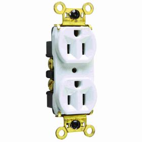 Pass & Seymour WR5262-W Duplex Heavy Duty Weather Resistant Straight Blade Receptacle, 125 VAC, 15 A, 2 Poles, 3 Wires, White