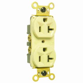 Pass & Seymour WR5362-I Duplex Heavy Duty Weather Resistant Straight Blade Receptacle, 125 VAC, 20 A, 2 Poles, 3 Wires, Ivory