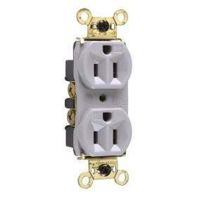 Pass & Seymour WR5262-GRY 3-Phase Duplex Heavy Duty Tamper Resistant Weather Resistant Straight Blade Receptacle, 125 VAC, 15 A, 2 Poles, 3 Wires, Gray