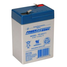 Power Sonic PS-640F1 Rechargeable Battery 6V 4.50 Ah F1 Terminals ABS Plastic Case 2.76 In. Length