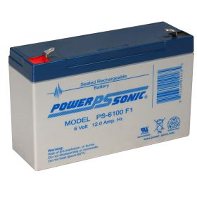 Power Sonic PS-6100F1 Rechargeable Battery 6V 12 Ah F1 Terminals ABS Plastic Case 5.95 In. Length