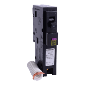 Square D HOM120DF 20A 1-Pole AFCI/GFCI 120V 10kA Plug-On HOM Circuit Breaker with Pigtail