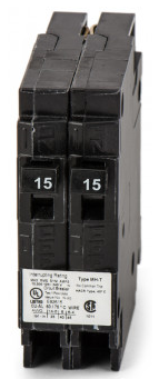 MURRAY MP1515N 15A 1P 10KA TWIN PLUG-ON BREAKER 120/240V (12/BX)