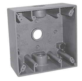 Crouse-Hinds TP7086 2-Gang 3-Hole 1/2 in Thread Weatherproof Outlet Box Gray