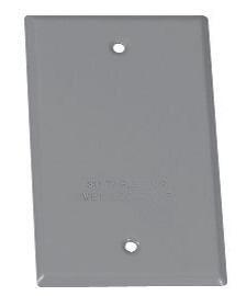 Crouse-Hinds TP7292 1-Gang Blank Weatherproof Outlet Box Cover Gray